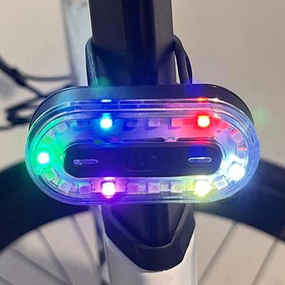 Bicycle Lights Bike Tail Light Rainbow Led Warning Usb Waterproof Helmet Scooter Rear Tail Light
