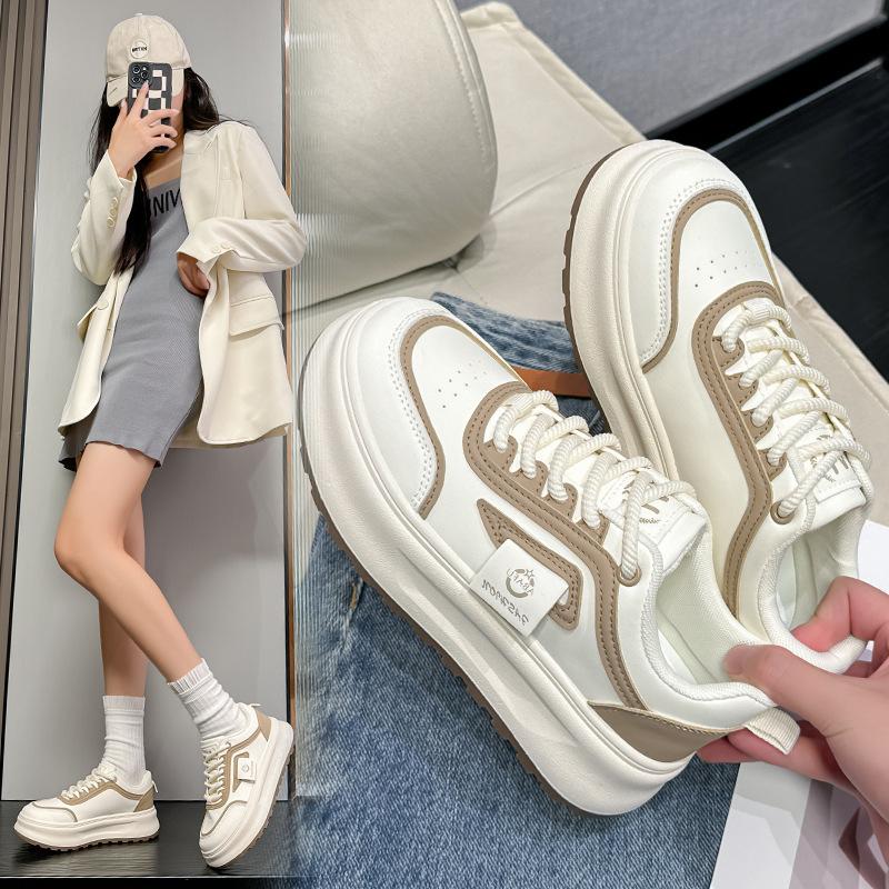 Spring and Autumn new sports and leisure ins platform leather single shoes board shoes