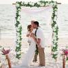 2pcs 86.61inch Artificial Garland - White Roses & Faux Ivy for Outdoor Weddings, Garden Backdrops & Christmas Decor