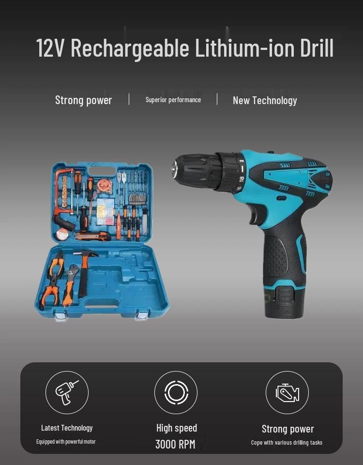 12V Lithium Battery Handheld Drill & Screwdriver - Household & Industrial Grade Electric Tool.