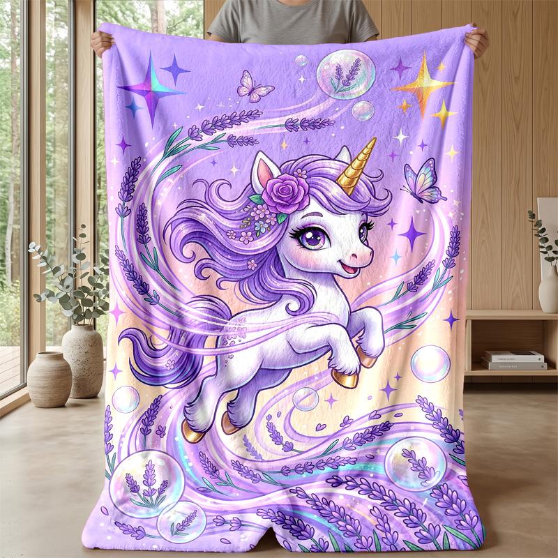 Pink Unicorn with Hearts Theme blanket Lightweight Warm Flannel Blanket Decorative Throw Blanket for Home Decoration