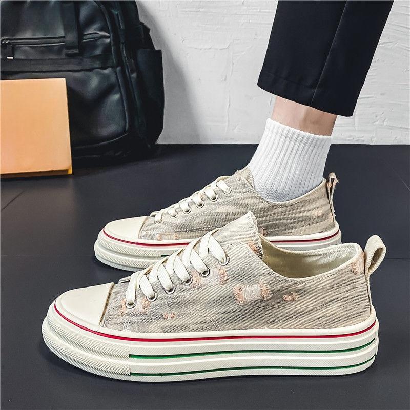 Fashion Sneakers Canvas Round Toe Young Students Chunky Man Shoe Miked Colour Adults Breathable Work Comfortable Casual Shoes for Men