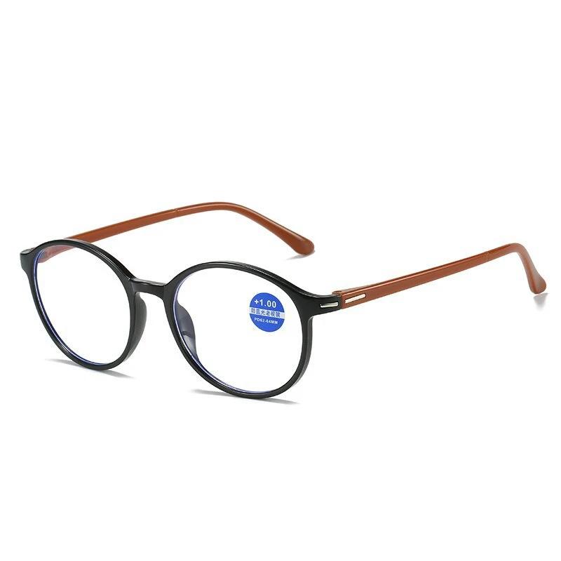 Fashion Presbyopia Glasses Round Frame Anti Blue Light Reading Eyewear Diopter 0 To +4 0 For Men Women