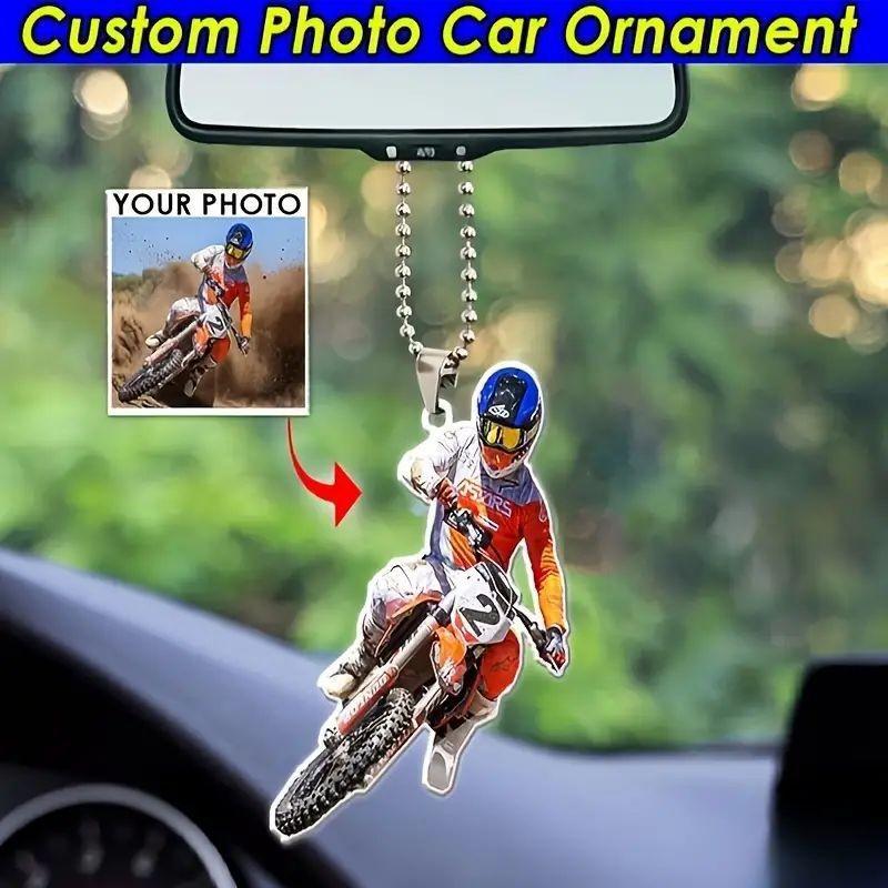 Colorful 2d Motorcycle Acrylic Car Hanging Pendant Stylish Cartoon Design For Decorative Gifts