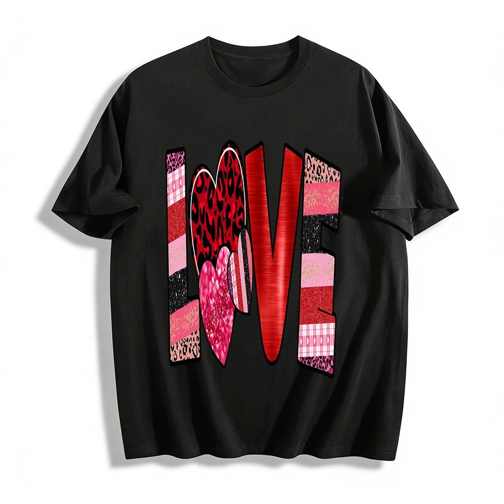 Love Leopard Print Graphic Casual Top For Women Pure cotton T-shirt XXS