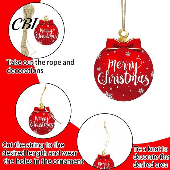 Christmas Tree Decorations Set Red White Balls, Wooden Ball Shape Hanging Ornaments, Snowflake Reindeer Ornaments Santa Designs, Festive Winter