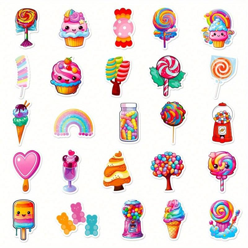 50PCS Colorful Candy Stickers Aesthetics Stickers For Scrapbooking, Diary