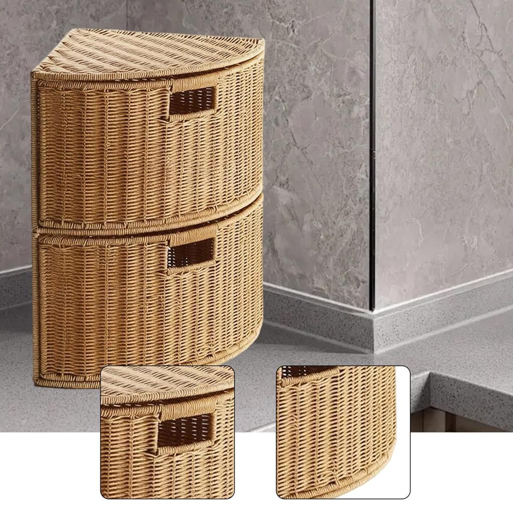 2 Tier Corner Storage Basket Stackable Wardrobe Organizer for Books Clothing S