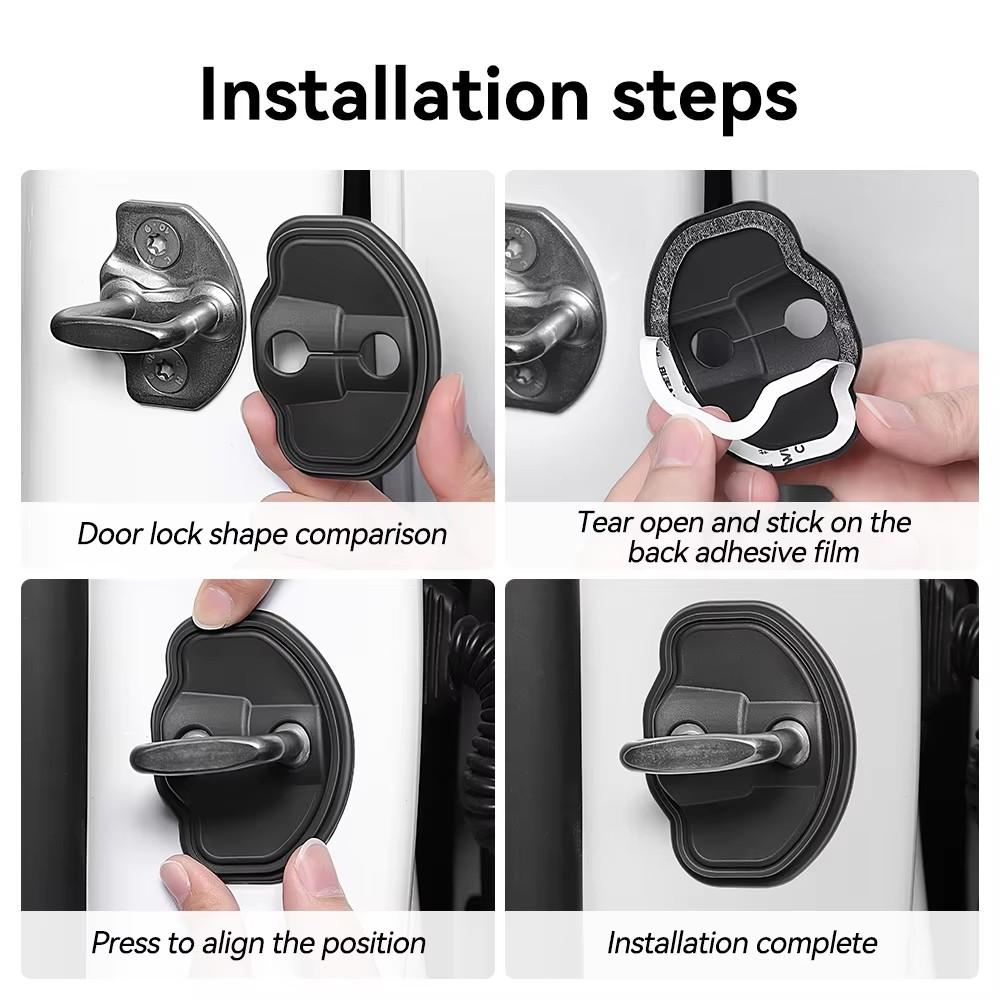 YZ For Tesla Model Y YL 3 Juniper Higland 4PCS Car Door Lock Protector Cover Silicone StrikerDamping Absorbing Pad 2026 Accessoy