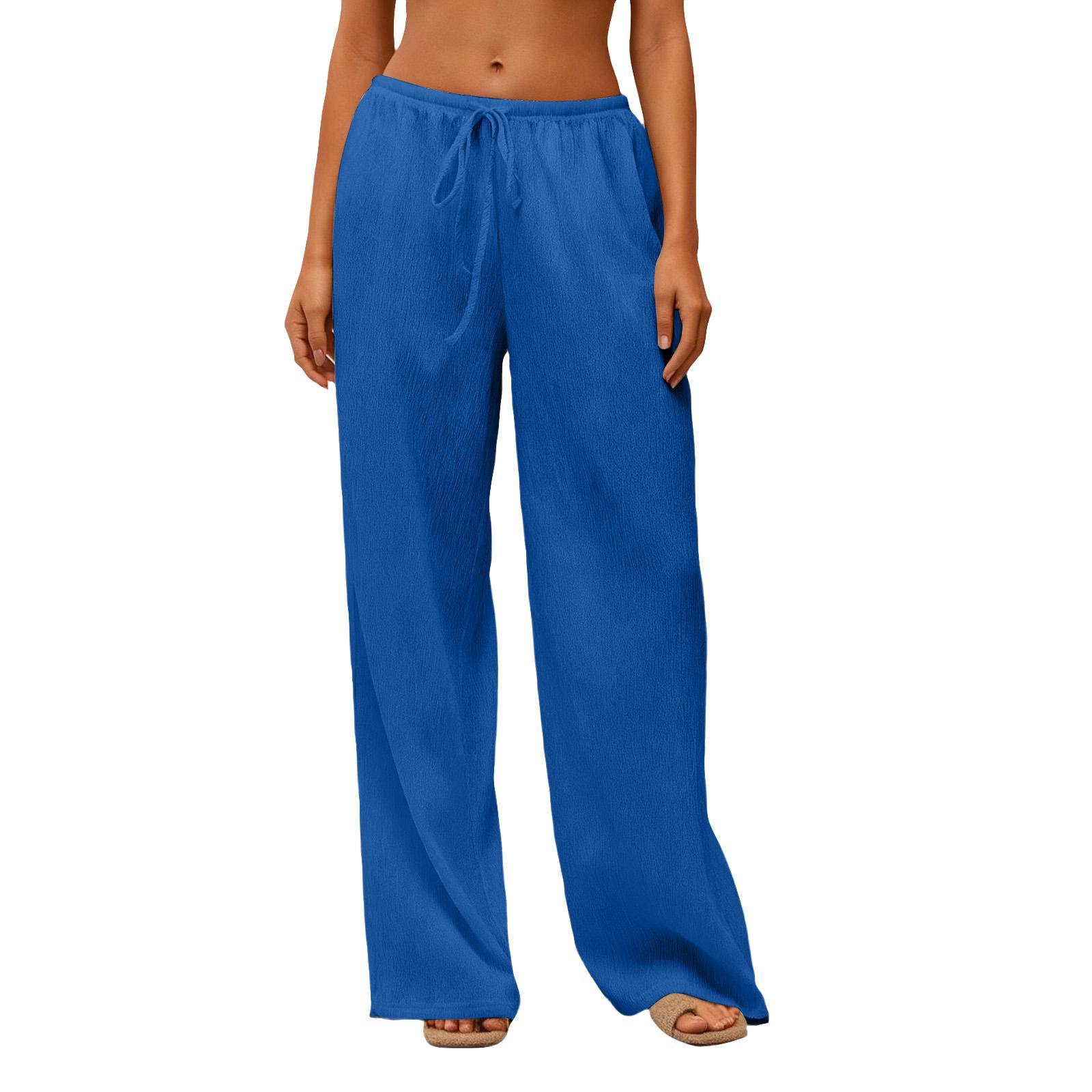 Women s Loose-fitting Wide-leg Pants, Textured Fabric, Stylish Straight-leg Wide-leg Pants XXL синий