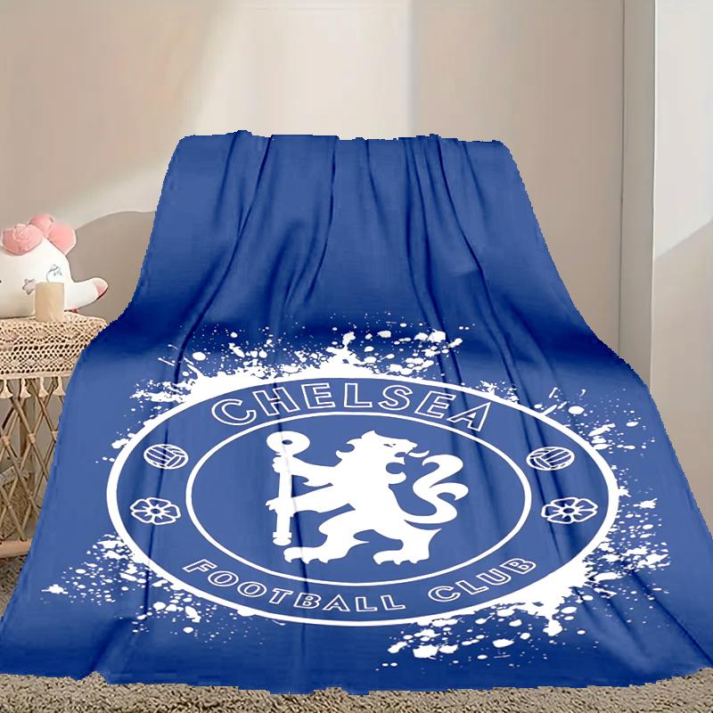 Chelsea FC Pattern Blanket, Cozy Blanket for All-Season Comfort On Sofas, Beds, Office, Car, Camping and Travel