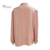 Women Shirt Stand Collar Lantern Long Sleeve Single Breasted Shirt Tops Solid Color Loose Fit Casual Shirt