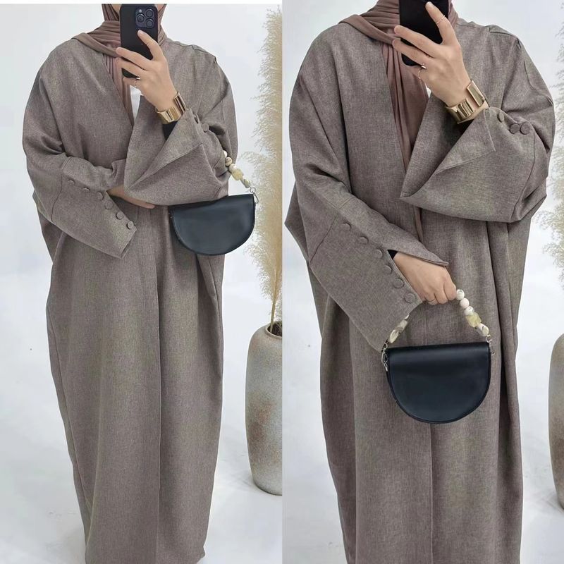New Arrival Middle East Loose Oversized Cardigan Dress Solid Color Loose Cardigan Dress