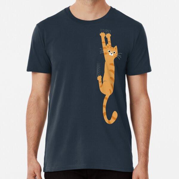 

Orange Tabby Cat Hanging On | Funny Striped T-Shirt S-5XL Best T-Shirt 2XL