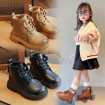 Bottes courtes d'automne pour enfants, nouvelles bottes en cuir rhubarbe pour garçons et filles, printemps et automne