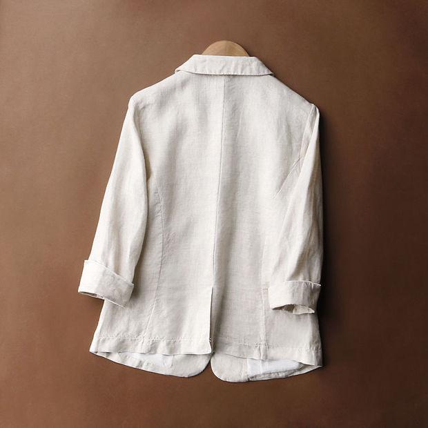 Plus Size Women's Light Luxury Cotton Linen Jacket, 2025 Spring/Autumn, Three-Quarter Sleeves, Solid Color, Loose Fit.