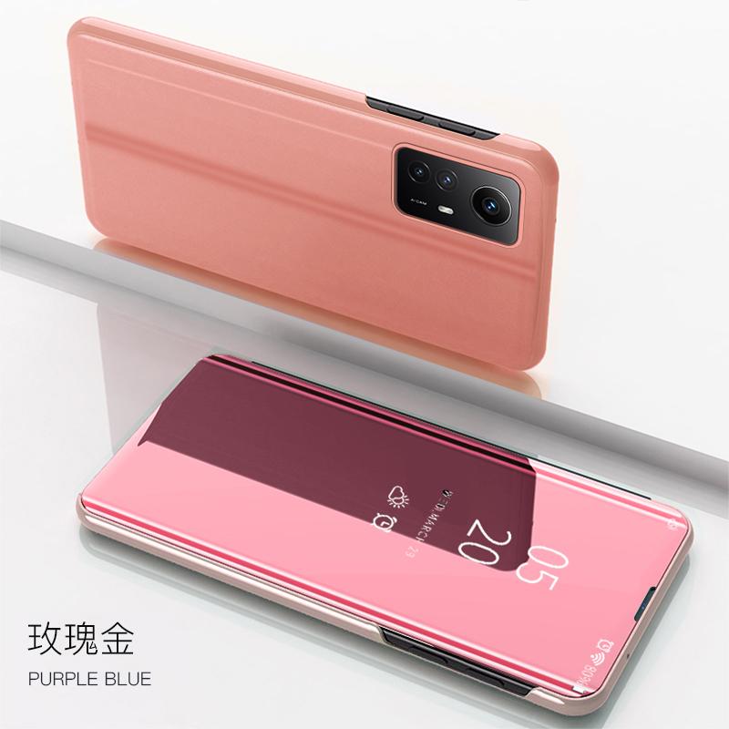 For Redmi Note 12S Case Luxury Mirror Leather Smart Flip Stand Phone Case For Xiaomi Redmi Note 12S Note12S Anti-fall Back Cover