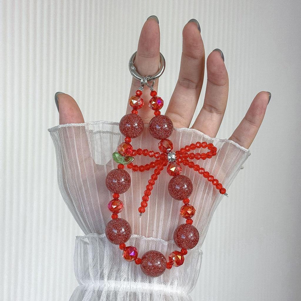 Crystal Beaded Bow Phone Lanyard – Versatile Charm and Keyring Accessory for Women