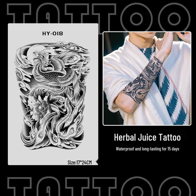 Japanese Traditional Tattoo Waterproof Sticker: Men's Long-lasting Floral Arm Pattern.