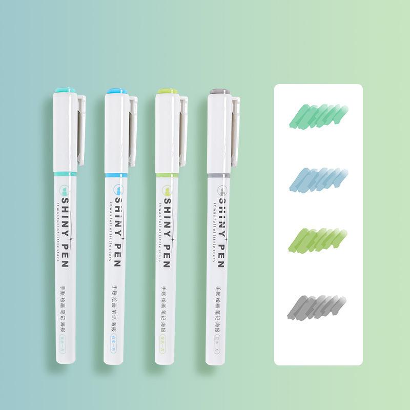 4 Pcs/Set Glitter Highlighters Pen Fine Flash Marker Pen Painting Pen For Scrapbook Diary Journal Student Stationery Supply Tool