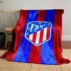 Vertical red and blue stripes with a shield emblem in the center. for all seasons blanket lunch break throw gift