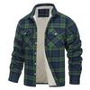 Men's 2023 Fleece-Lined Plaid Jacket - Long-Sleeve, Turn-Down Collar, Single-Breasted, Loose Fit