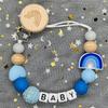 Handgefertigte Personalisierte Schnullerketten mit Namen Schnullerhalter Baby Silikon Regenbogen Schnullerhalter Kette Baby Beißring Geschenk