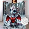 Popular Oversized Heart Dragon Pattern Fleece Throw Blanket, Soft And Warm, Suitable for Sofa Use, Home Leisure, Air Conditioning, Napping, Office Bed