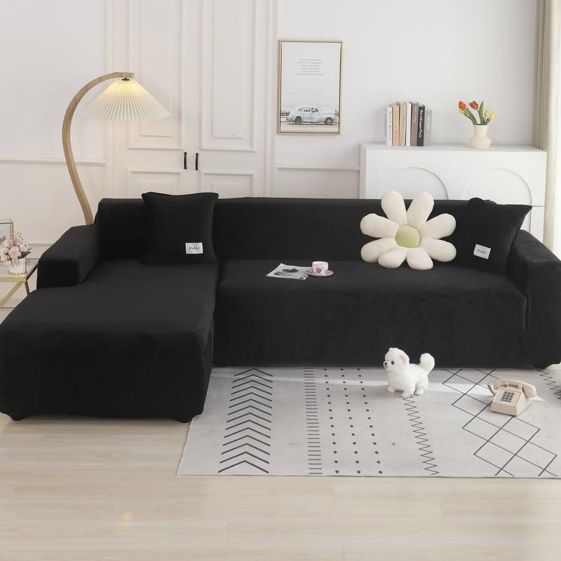Thicken Plush Sofa Covers Elastic Corner 1/2/3/4/5 Seats Solid Color Couch Cover L-Type Sofa Cover All-Inclusive Protector Cover