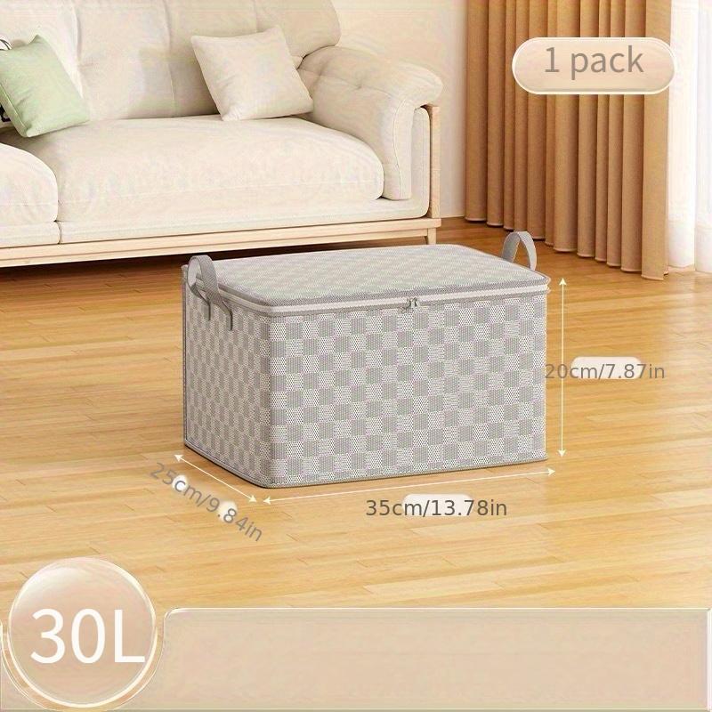 

Большая Сверхпрочная Складная Сумка для Хранения с Крышкой и Усиленной Ручкой - Многоцелевой Прямоугольный Переездной Короб на Молнии, Подходящий для Одежды, Простыней 30L серый