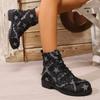 Lerret Plattform Ankelstøvletter Kvinner Sportssko Nye Designer Snøresko Trend Merke Koselige Gåpumps Motorsykkelstøvletter