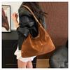 Fashion Simple Rivet Handbag Large Capacity Velvet Tote Bag With Leather Handle Autumn Winter Women Shoulder Bag Shopping Bag