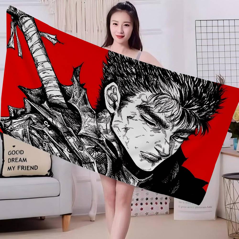Berserk Guts Heißes Anime-Mikrofaser-Decke Schnelltrocknend Strandtücher Übergröße Druck Super Saugfähig Pooltuch Decke