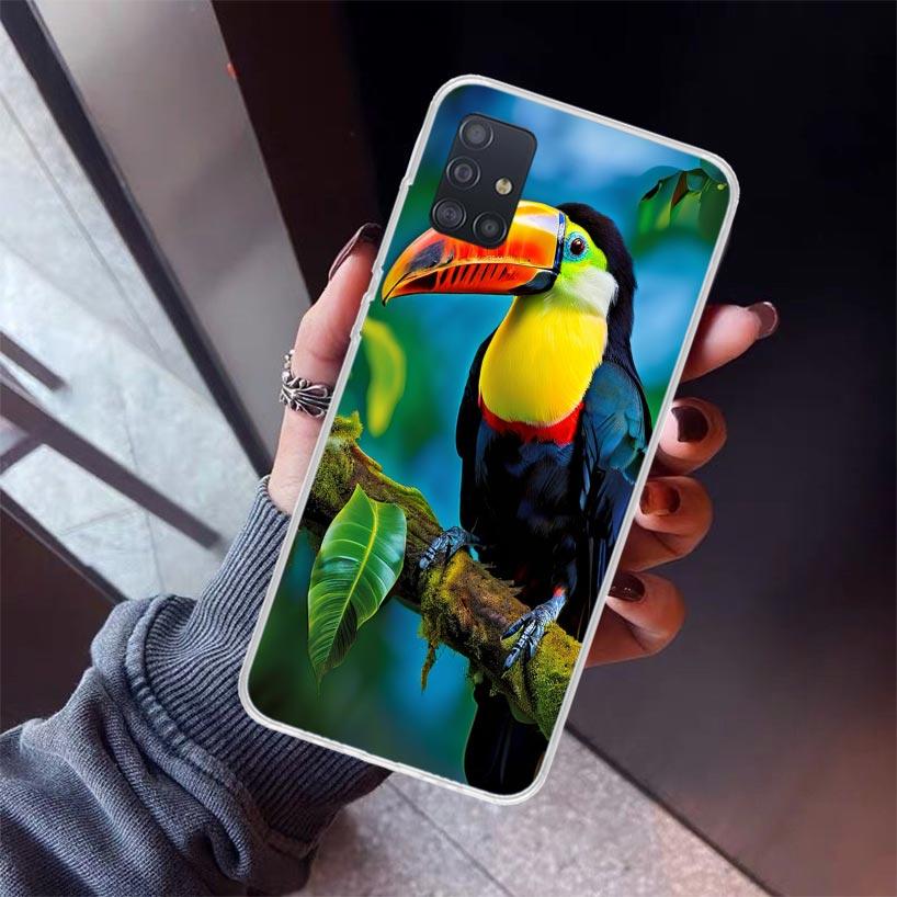 Tropical Toucan Phone Case For Samsung Galaxy A52 A51 A50S A32 A22 A12 A02S A72 A71 A31 A70 A30S Note 20 Ultra 10 Plus S10 Galax