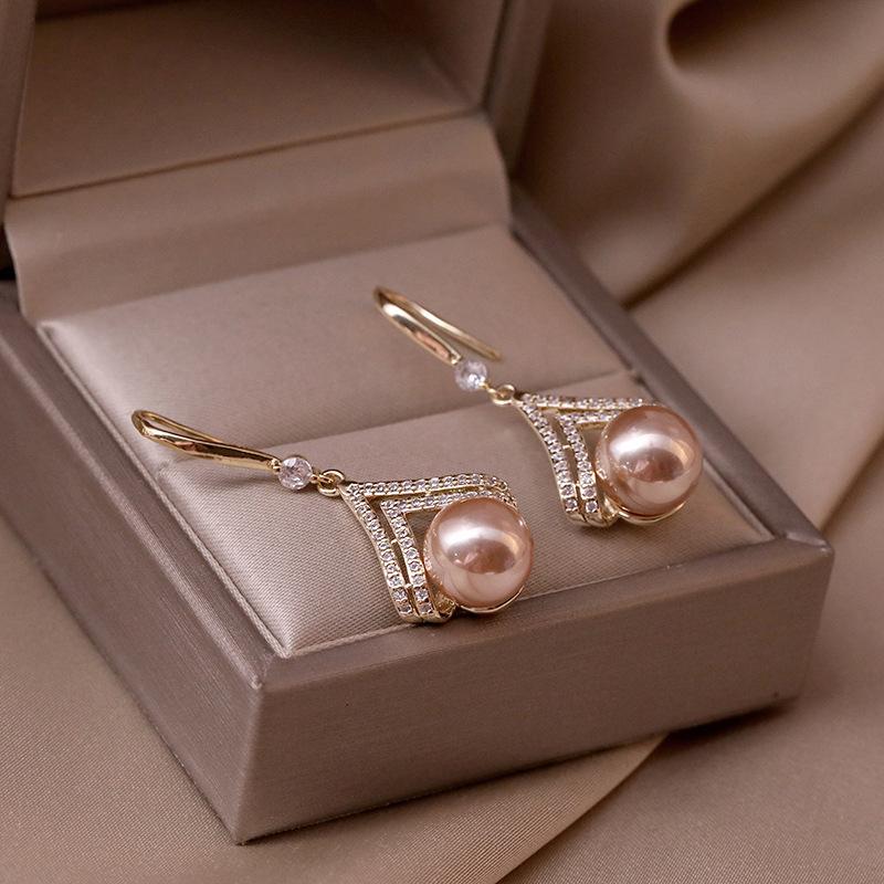 Fashion Luxury Zircon Pearl Dangle Earrings Women Wedding Party Gifts Earring Women Pierced Ears Popular Products