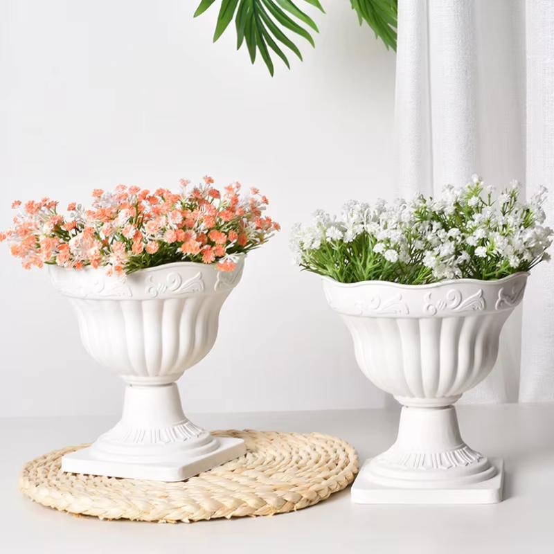 New 1PC Large Outdoor Planter Roman Column Flower Pot Planting Pots Balcony Household White Plastic Porch Decor Flowerpot