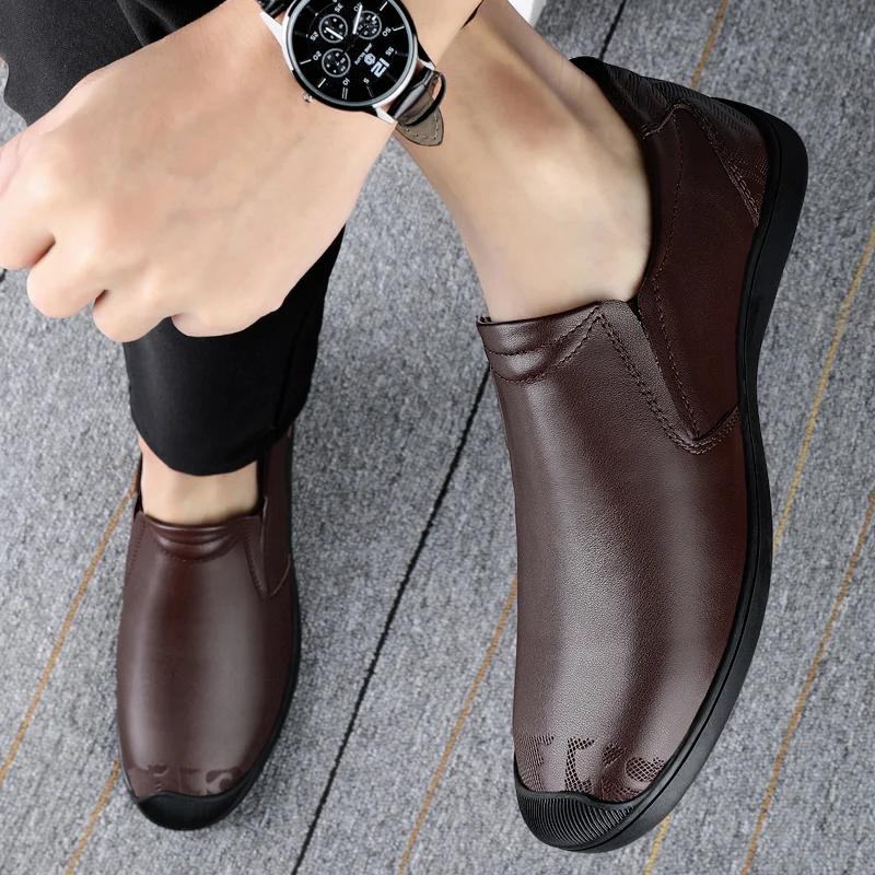 FashionDesigner Cow Leather Shoes for Men Black Brown Spring Autumn Men's Dress Shoes Fashion Casual Solid Color Loafers Male