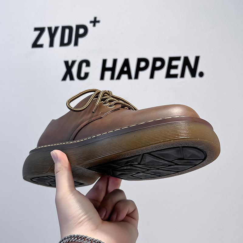 Spring and Summer Men's Trend Casual Versatile Retro British Style Brown Korean Version Fashion Retro Big Head Shoes 33589-A
