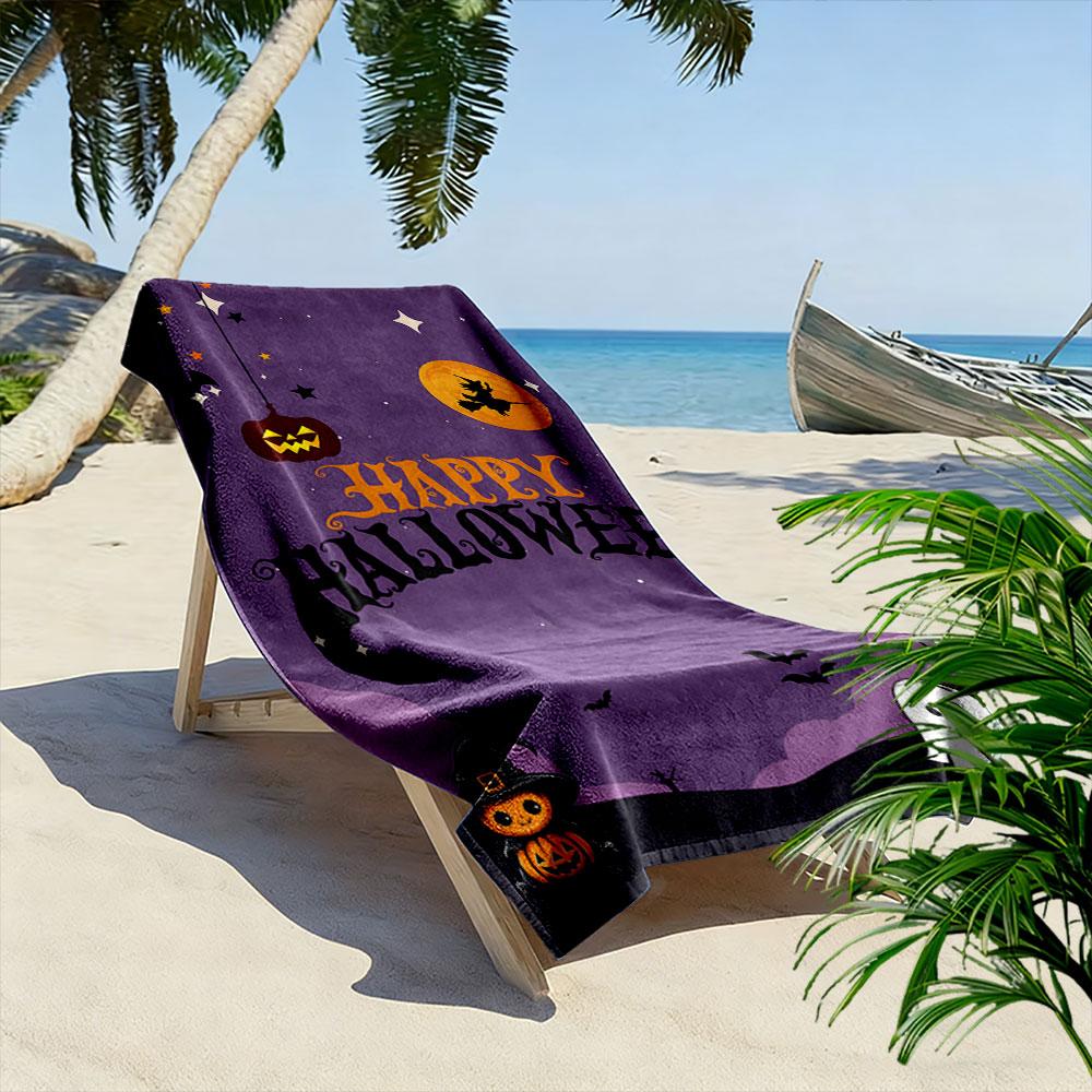 Whimsical Halloween night magic Print beach towel, quick drying, suitable for travel, outdoor sports, jogging, the beach and swimming, gift