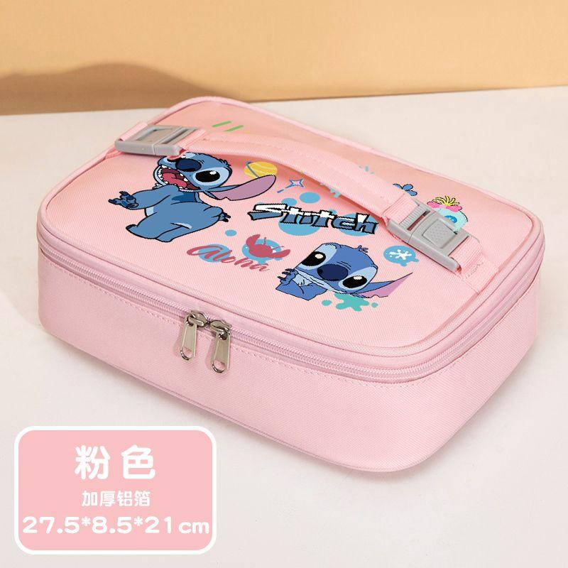 

Anime Lilo & Stitch Cartoon Printed Waterproof Insulated Lunch Box Portable Thick Aluminum Foil with Rice Bag Lunch Handbag