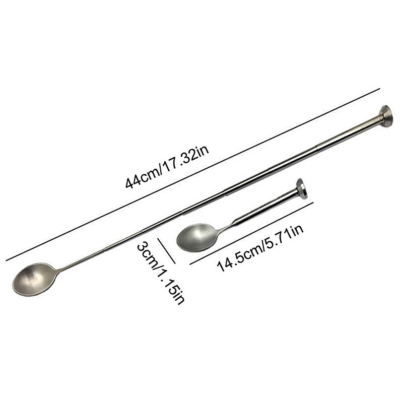 Stříbrná Nerezová Ocel Zatahovací Barová Lžíce Bartender Koktejlová Míchací Lžíce Nástroje Dezert Dlouhé Kuchyňské Nádobí