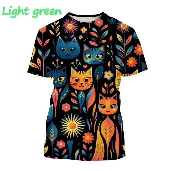 Cute Cat Pattern T-Shirt for Men Women Funny Animal 3D Printed Short Sleeve Tees  Casual O-NeckT Shirts