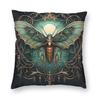 Emerald Hue Moth Square Pillowcase Polyester Linen Velvet Creative Zip Decorative Sofa Cushion Cover