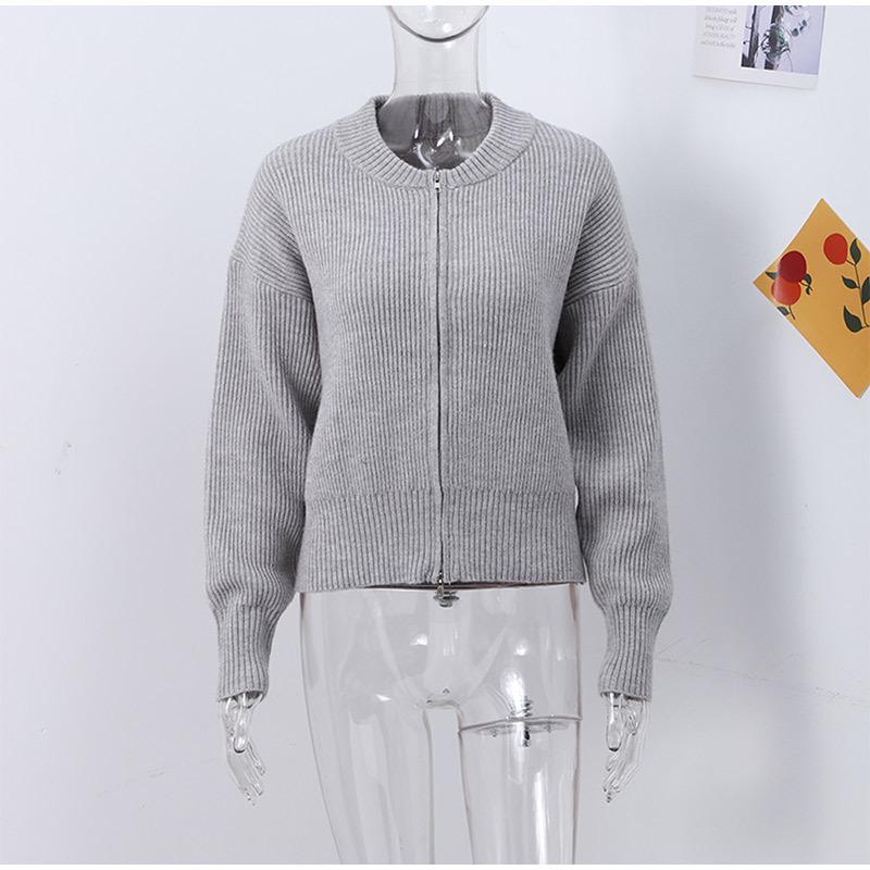 Bestseller Europeo e Americano 2025: Cardigan con zip a maniche lunghe in stile maglia casual