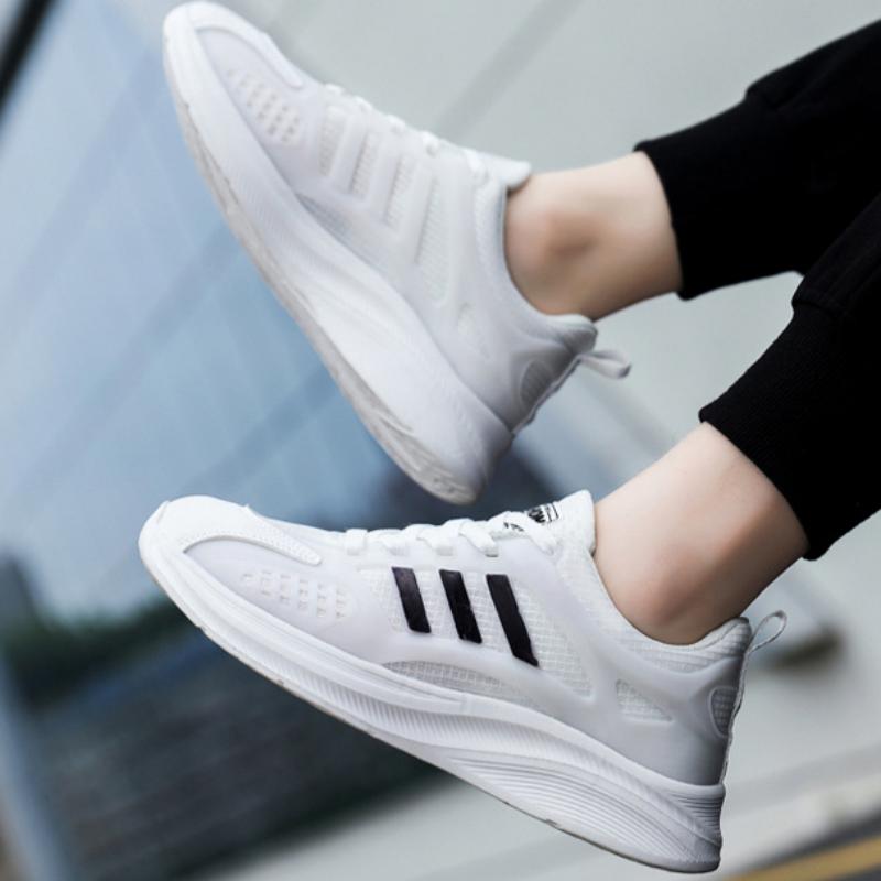 Men's Running Shoes, Lightweight Sneakers, Comfortable Walking Shoes, Mesh Casual Shoes, Thick-soled White Shoes