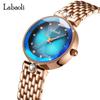 Stainless Steel Wristwatch for Perfect for Business or a Gift for Available In Rose Gold and Stylish, Cute, Waterproof, Women, Her. Blue.