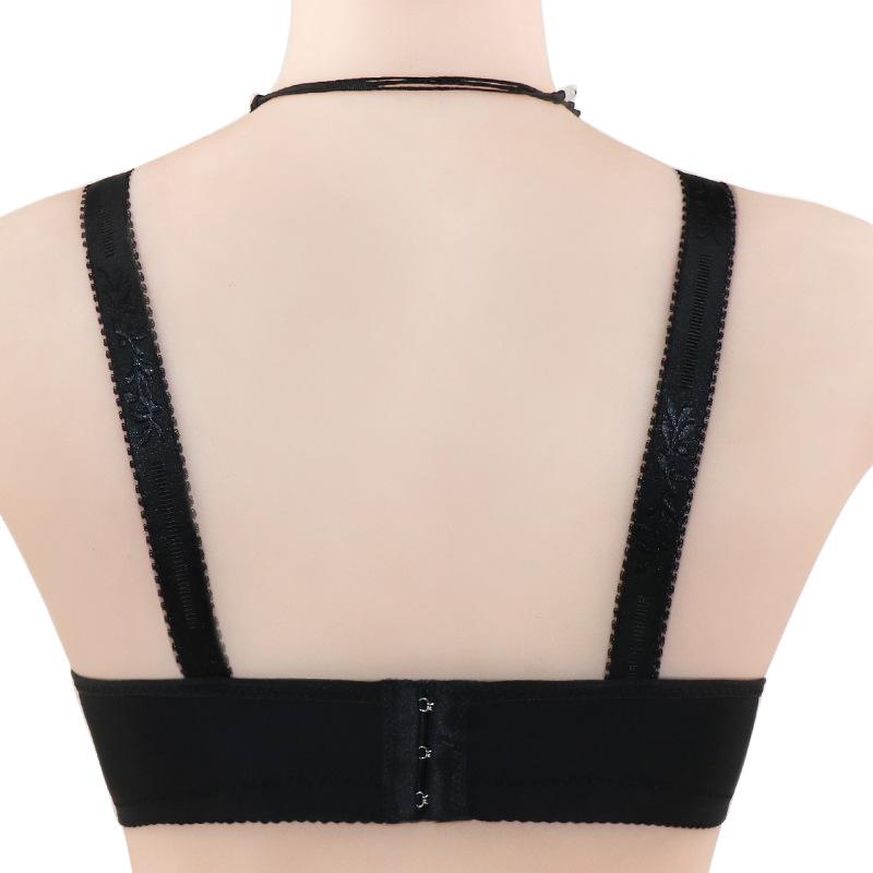 New breathable hole lace embroidered underwear women's simple style bra large size steel rimless underwear women