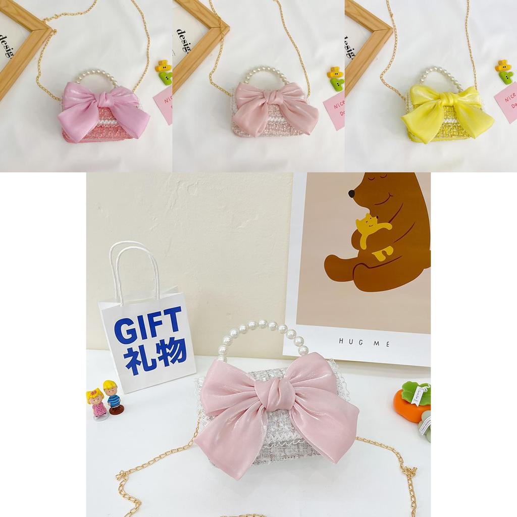 Princess Style Girls Wool Cotton Handbag With Pearl Details And Butterfly Embellishment For Everyday