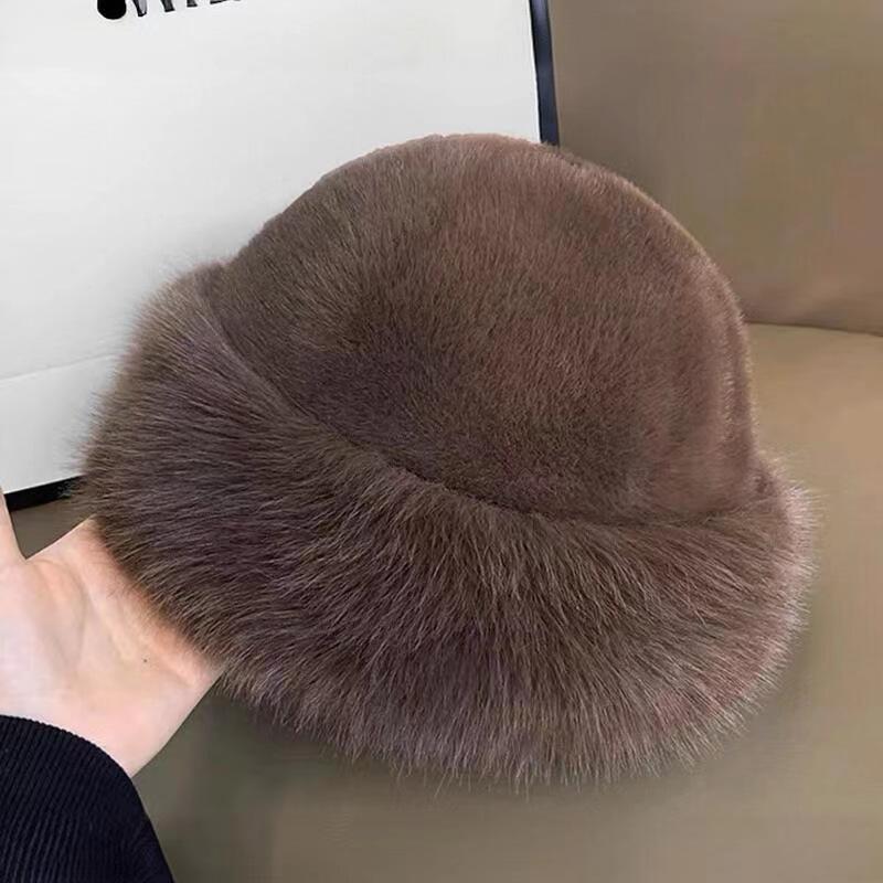 

Женская новая зимняя плюшевая монгольская шапка, модная и универсальная, защита от холода и защита ушей, имитация лисьего меха, шляпа рыбака S（54-56cm）
