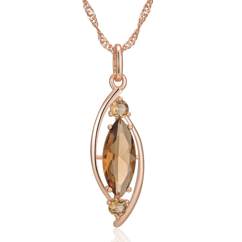 

Light Brown Crystal Pendant Necklace For Women Rose Gold Color With Natural Zircon High Quality Daily Fine Jewelry